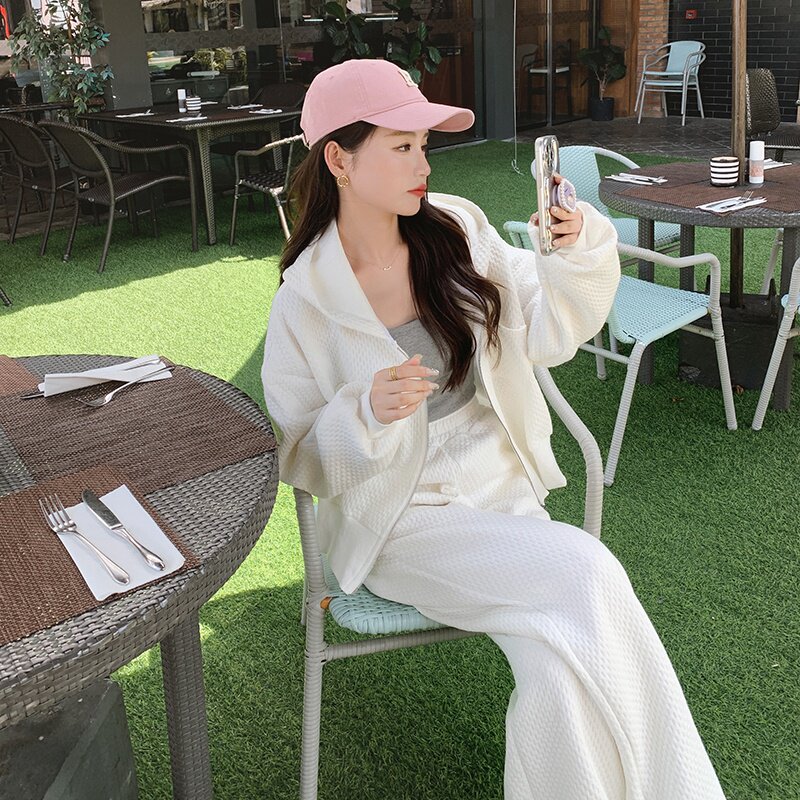 网红炸街时尚卫衣套装女2025春季新款连帽上衣运动服小香风两件套,女装皮草,金十上