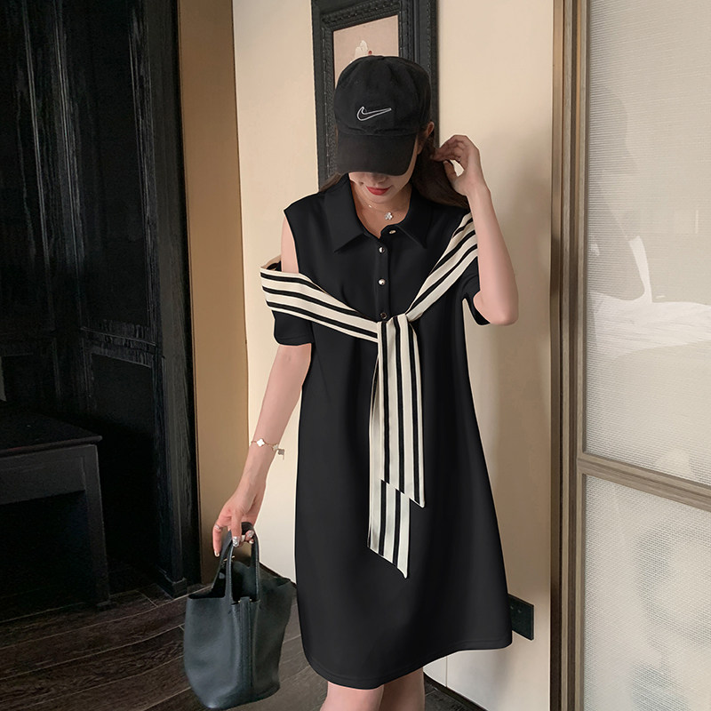 白色独特超好看连衣裙女2025夏新款法式宽松显瘦小个子减龄polo裙,女装连衣裙,金十上