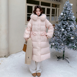 新款设计感粉色收腰长款90羽绒服外套235-2569-P355-控498，女装羽绒服，金十上