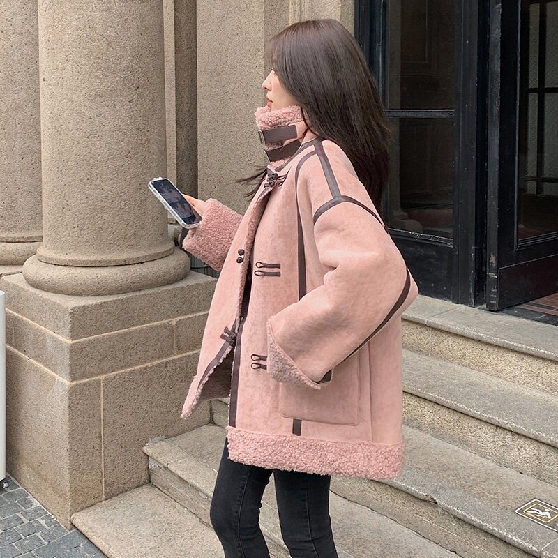 【现货】皮毛一体立领加厚外套235-9935-P185-控268,女装短外套,金十上
