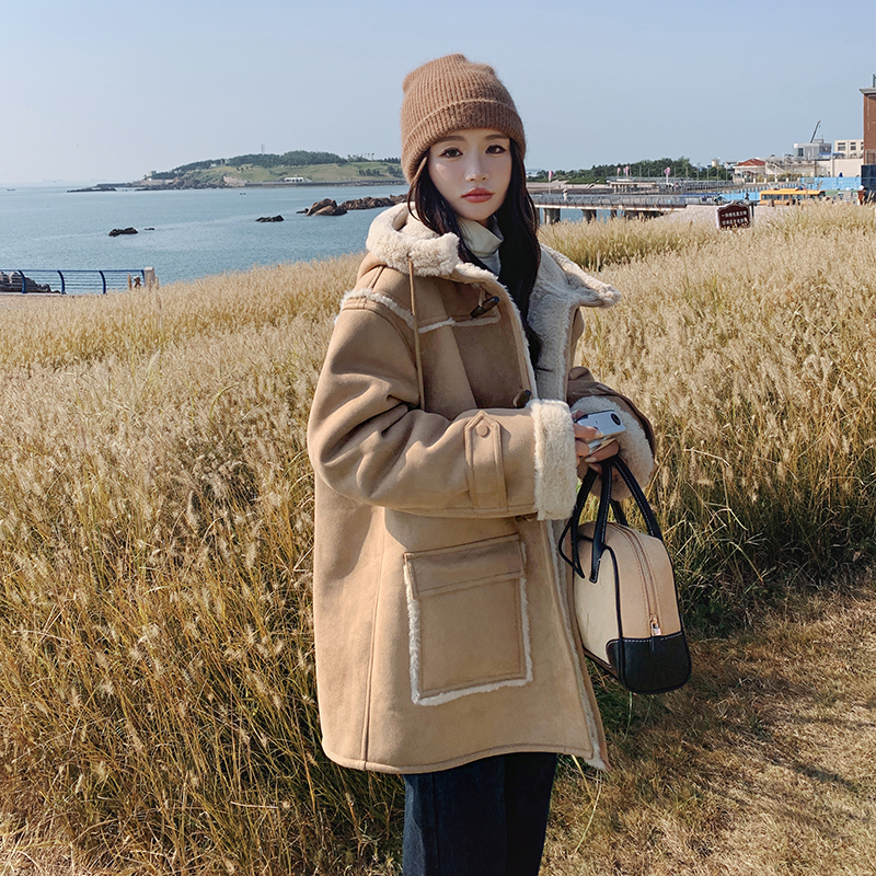 【现货】皮毛一体加厚羊羔毛235-352-P185-控278，女装毛呢外套，金十上