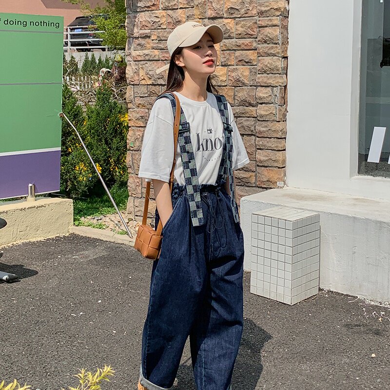 新款夏季薄款牛仔背带裤235-K7-P105-控158，女装牛仔裤，金十上