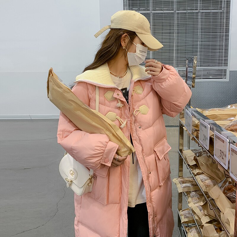 【现货】牛角扣中长款棉服外套235-9956-P195-控278,女装棉衣/棉服,金十上