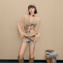 女早秋新款 美式 破洞針織衫 2024設(shè)計(jì)感慵懶風(fēng)毛衣罩衫 辣妹鏤空薄款
