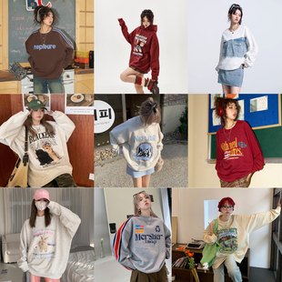 潮牌宽松oversize外套 连帽卫衣女秋冬新款 卫衣清仓59.9