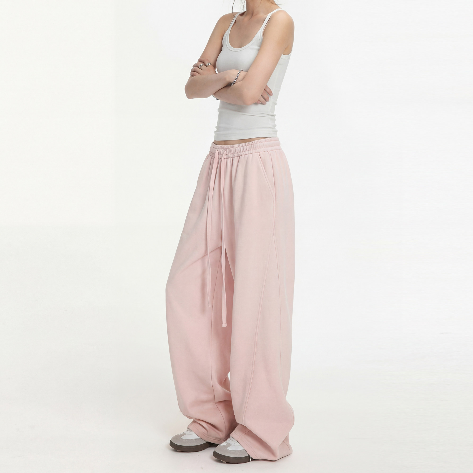 多巴胺直筒裤长裤宽松卫裤女2026新款弯刀裤休闲裤抽绳粉色阔腿裤,女装/女士精品,卫裤,淘宝优惠券,粉丝福利购,淘宝优惠卷