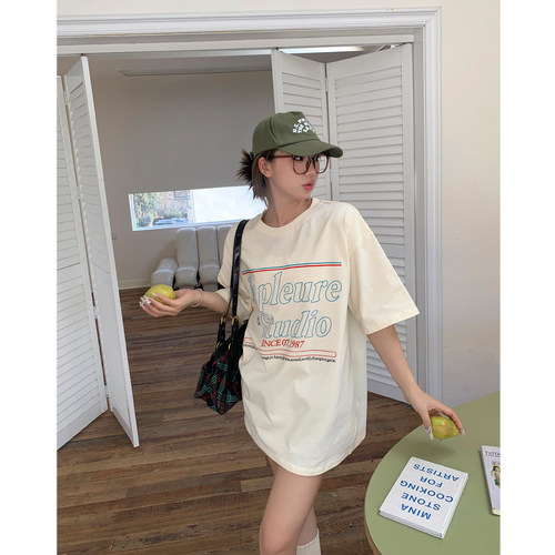 设计感印花短袖t恤女夏季宽松