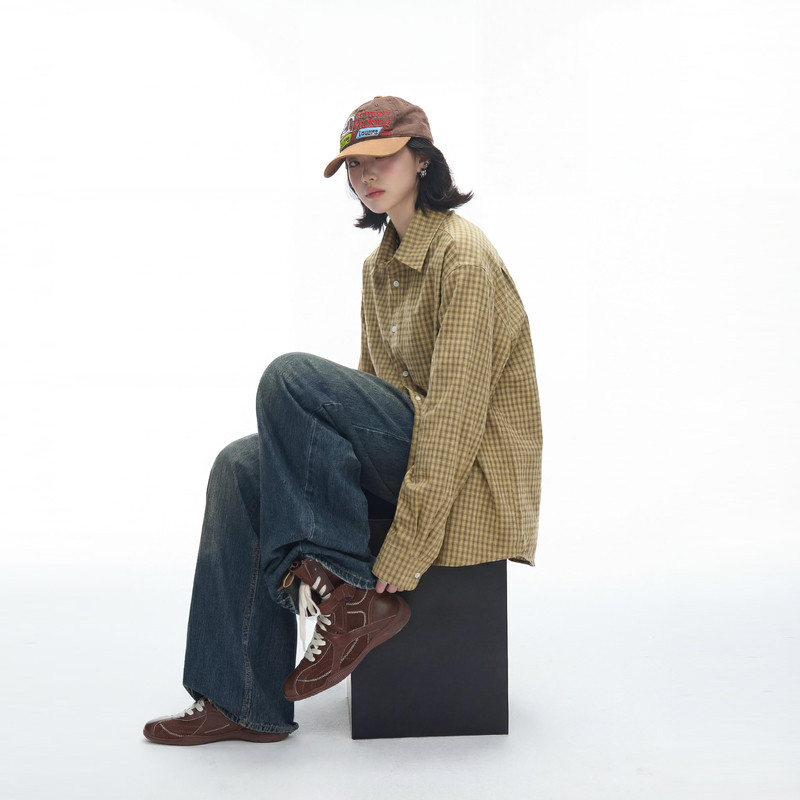 美式复古格子衬衫女春季2026新款休闲宽松慵懒风长袖格纹衬衣外套,女装/女士精品,衬衫,淘宝优惠券,粉丝福利购,淘宝优惠卷