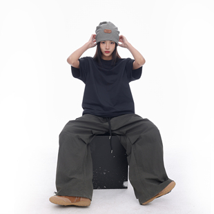 基础款 街头慵懒风宽松情侣半袖 圆领短袖 新款 上衣潮 t恤女夏季 美式