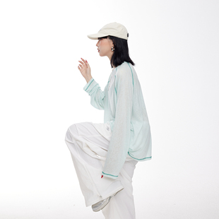 美式复古苏哈线插肩袖长袖罩衫女t恤2026新款春夏宽松防晒上衣潮