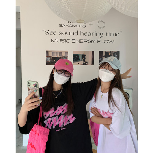 彩色字母短袖t恤女夏季纯棉ins潮