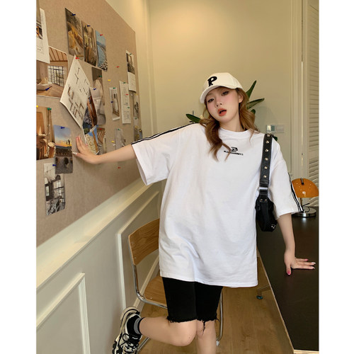 复古白色宽松短袖t恤女夏季