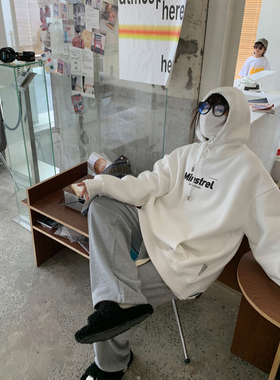 bf白色字母连帽卫衣女春秋薄款2023年新款秋季韩版宽松外套ins潮