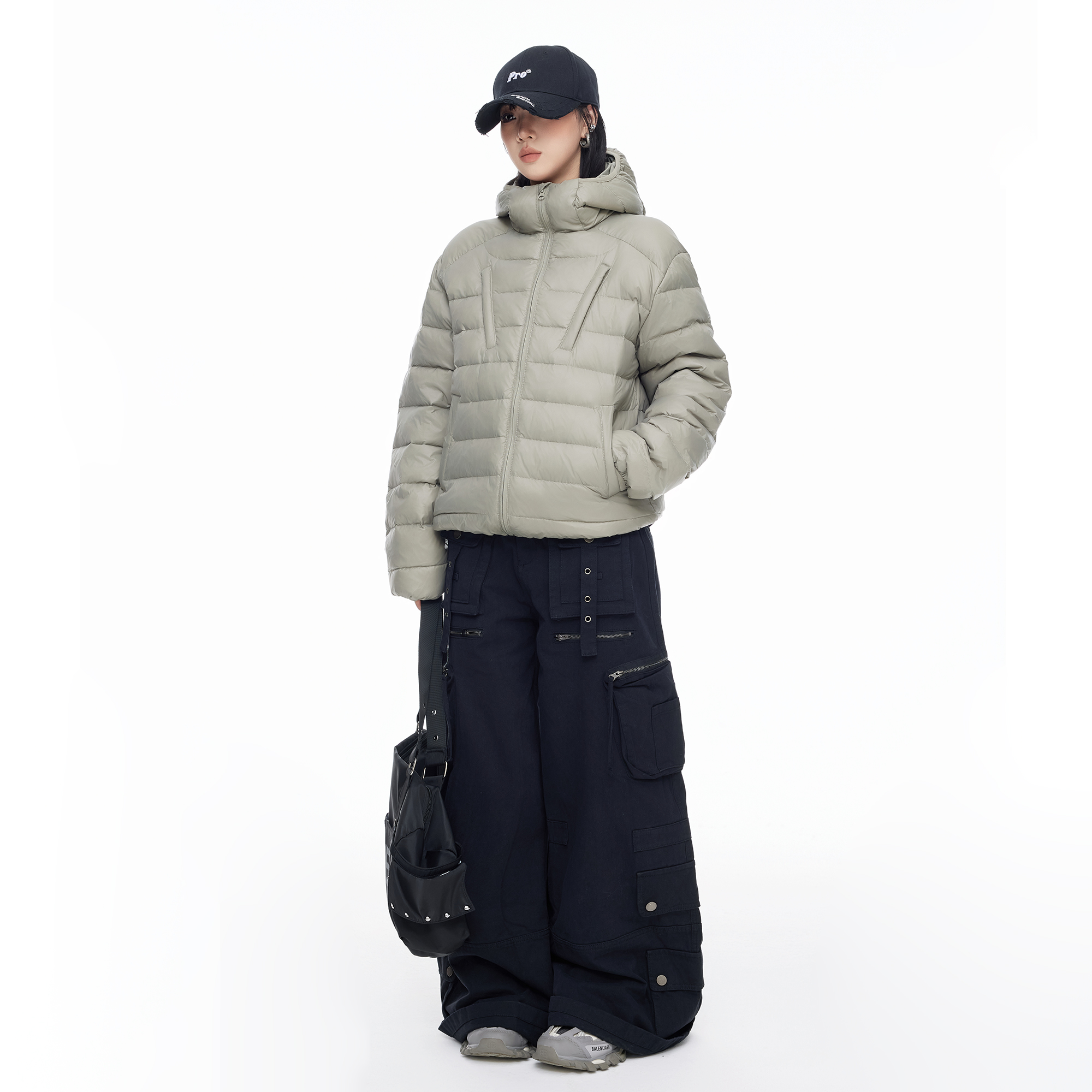 美式高级连帽排骨羽绒服女款冬季2025新款设计感宽松保暖棉服外套