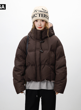 2025新大嘎daga【咖啡肯豆】防风抗静电短款羽绒服外套女90白鸭绒