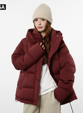 清仓大嘎daga新年红色lulu同款五格羽绒服女90白鸭绒防水抗风外套