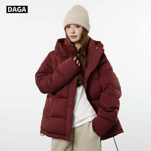 清仓大嘎daga新年红色lulu同款 五格羽绒服女90白鸭绒防水抗风外套