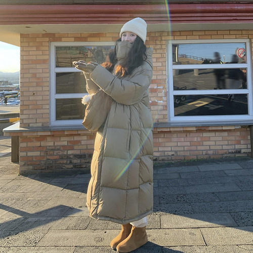 特氟龙三防面料羽绒服女韩版长款