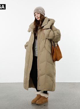 大嘎daga艺术系穿搭2025巨好看冬装极寒高充绒量羽绒服女长款过膝