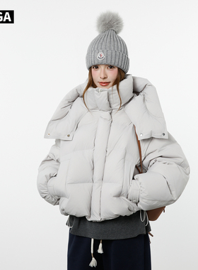 大嘎daga/黑白配/韩国2025流行三防90白鸭绒情侣短面包羽绒服男女