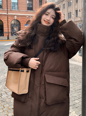 大嘎daga韩版长款羽绒服女2026新款过膝超长超厚连帽宽松冬季外套