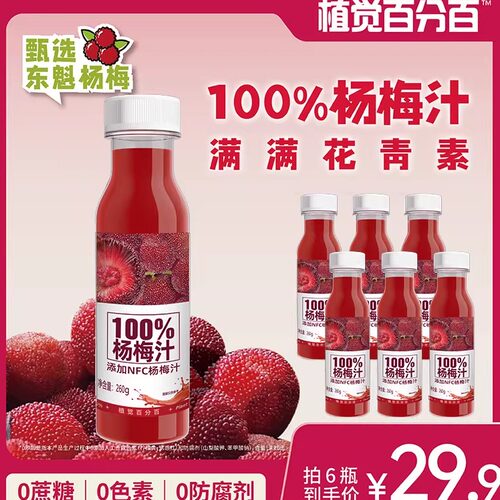 植觉百分百爆款冰杨梅汁东魁仙居冰野杨梅汁夏季清爽果汁果肉