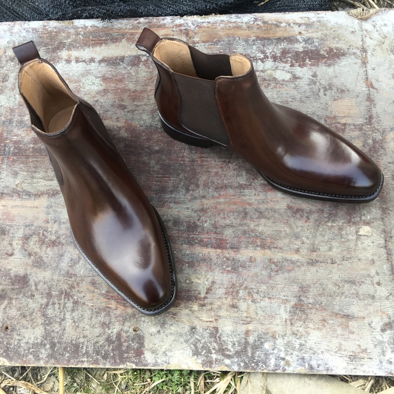 固特异男鞋纯手工制作方头切尔西靴松紧套脚真皮底透气皮里定制鞋|msdalam kategori Kasut lelaki popular, kasut tinggi - dari Buy2taobao.com untuk memberikan perkhidmatan ejen Taobao profesional membeli