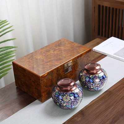 木盒茶叶包装礼盒空盒半斤装彩彩陶瓷密封茶叶罐