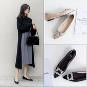 42婚鞋 平底鞋 大码 40潮41时尚 尖头绸缎浅口小码 33女鞋 43单鞋