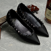 平底鞋 43码 女31时尚 浅口大码 小码 32百搭33尖头铆钉平跟鞋 单鞋