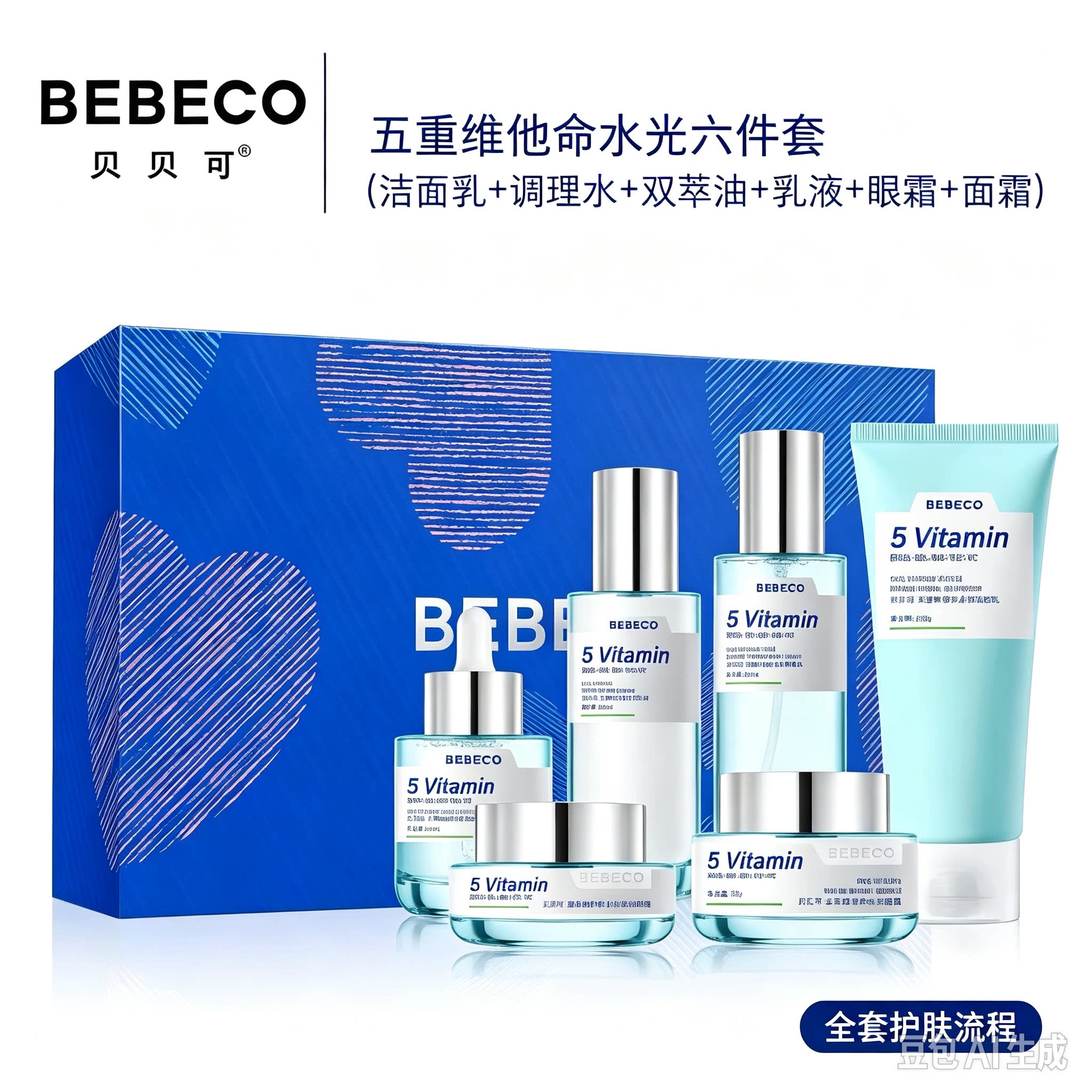 贝贝可五重维他命补水保湿提亮肤色改善暗沉护肤品单品套装任选一
