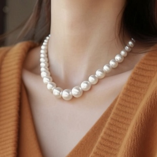 珍珠项链大小渐变大颗澳白色天然澳母贝2025秋冬新款爆款锁骨链