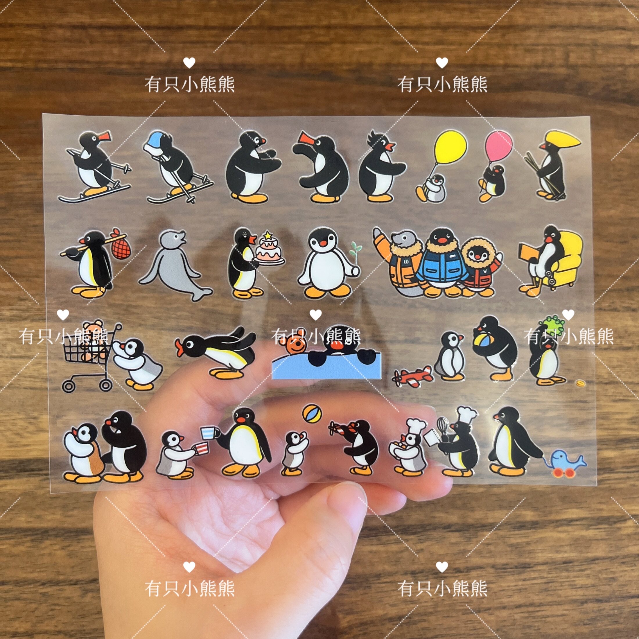 卡通企鹅和朋友贴纸可爱pingu小企鹅家族转印贴画diy趣味贴图防水
