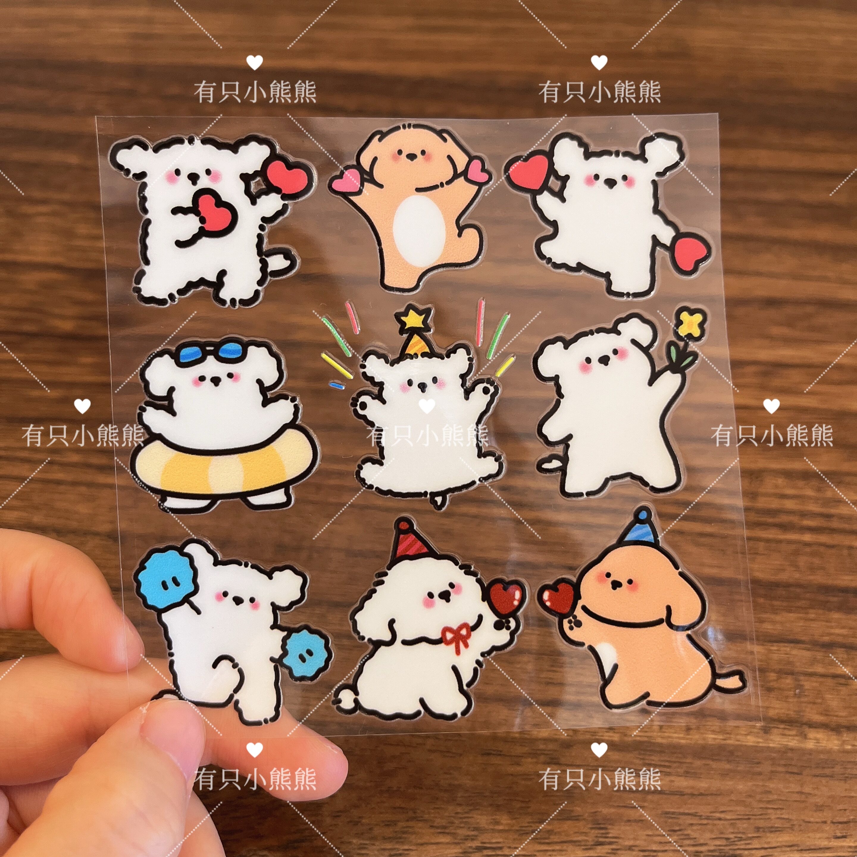 可爱线条小狗转印贴纸防水车贴