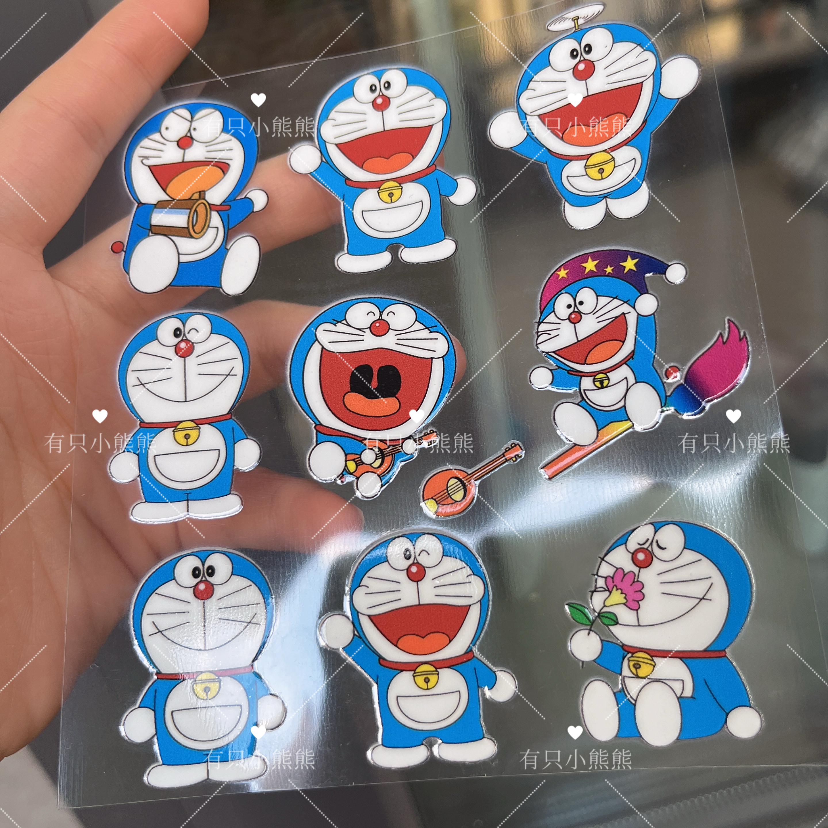 哆啦A梦弹吉他防水转印贴