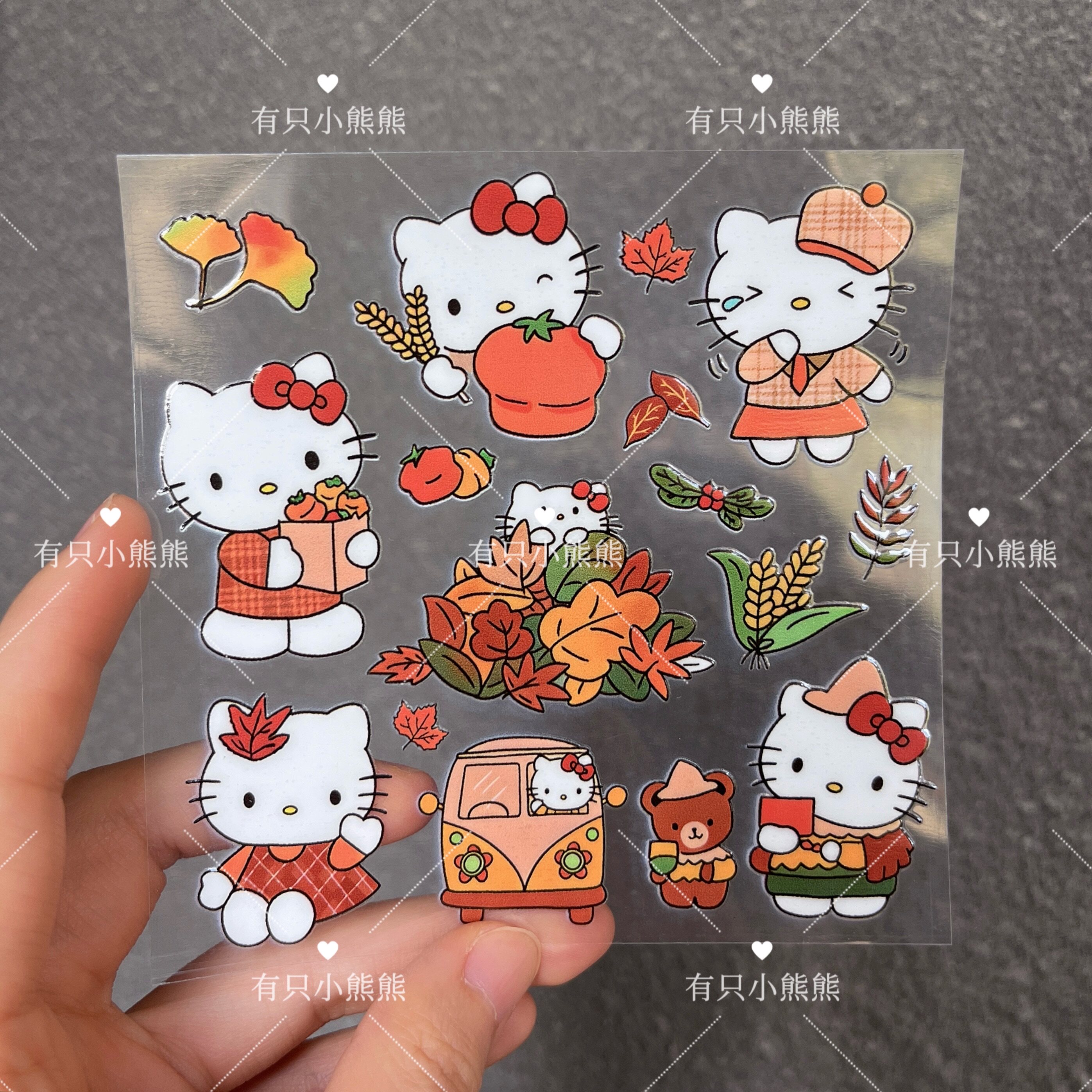 秋收KT猫可爱防水转印贴纸