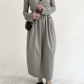 TAI胎 简约高级感 灰色开叉花苞宽松松紧插兜半身裙春夏女显瘦