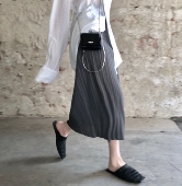 TAI___ 褶皱百搭显瘦裙 三宅风暗黑半身裙 独家定制 小众高级灰