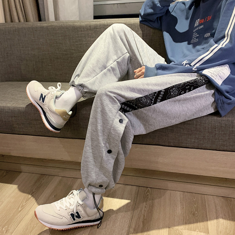 2026春季新款港风大码腰果花拼色排扣裤M-5XL-KZ1095-P45，男装休闲裤，星座417-1（原电商B245）