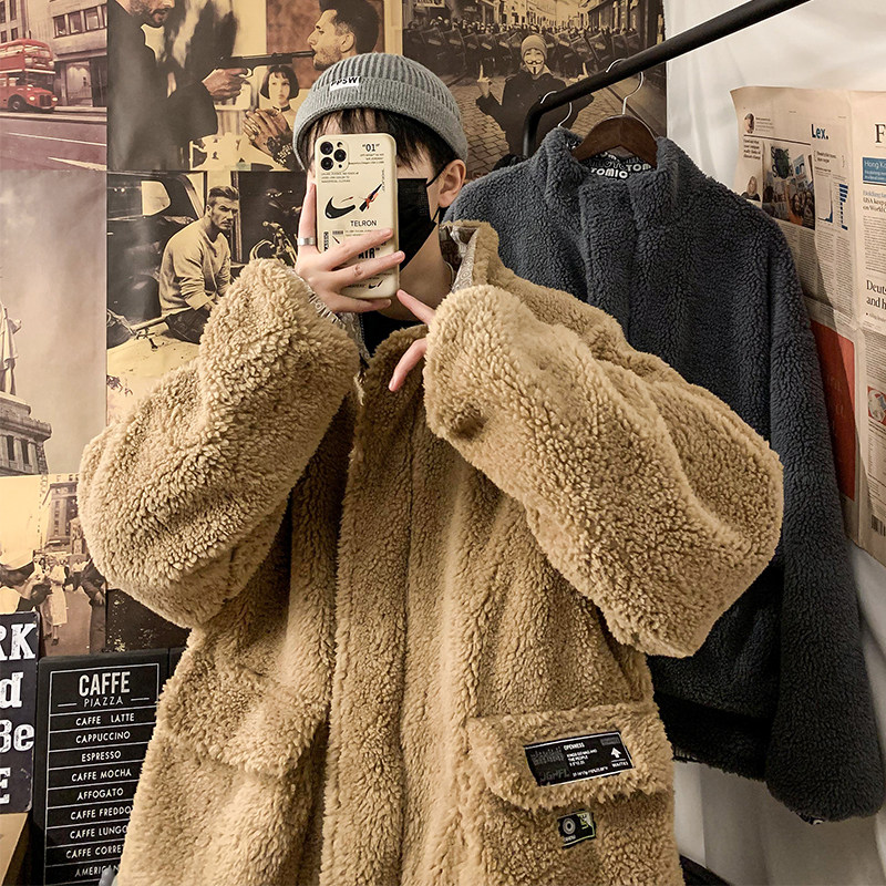 2026冬季新款港风大码中性蓝底两面穿羊羔毛外套M-3XL-MY012-P125,女装短外套,星座417-1（原电商B245）