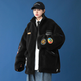 2026冬季新款中性蓝底宽松大码贴标羊羔毛外套M-3XL-MY010-P120，女装短外套，星座417-1（原电商B245）