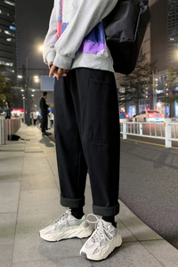 冬季新款港风夜景大码纯色加绒加厚工装裤M-5XL-KZ1007-P55图片