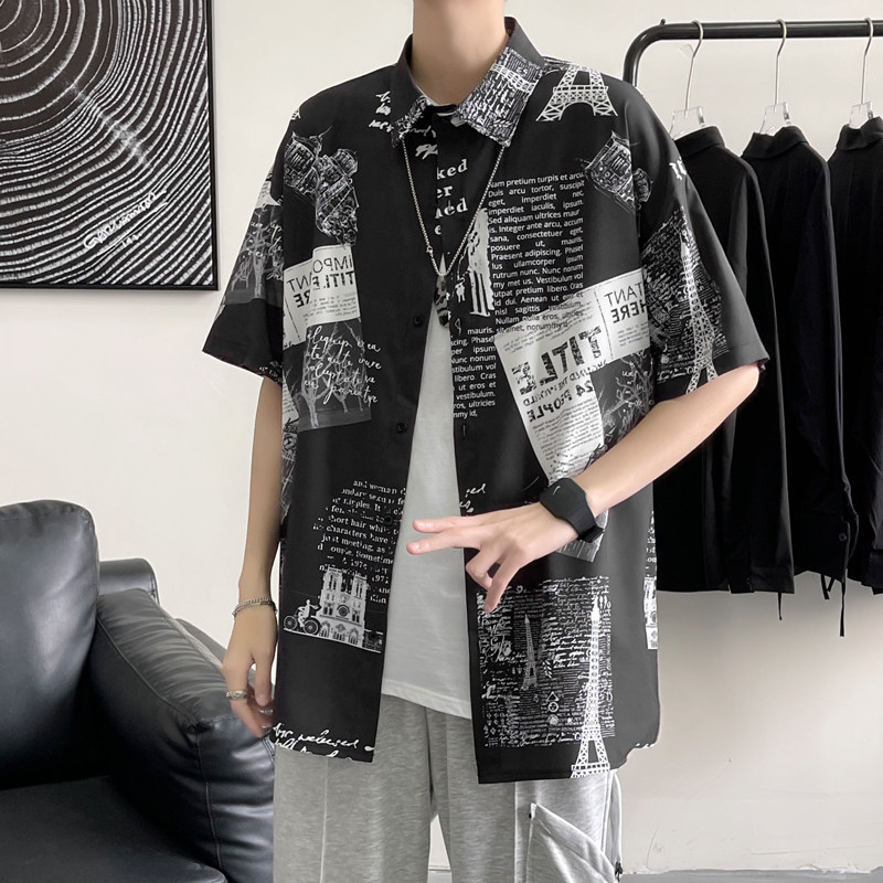 2026新款短袖衬衫港风宽松大码休闲衬衣M-3XL-CS08-P38图片