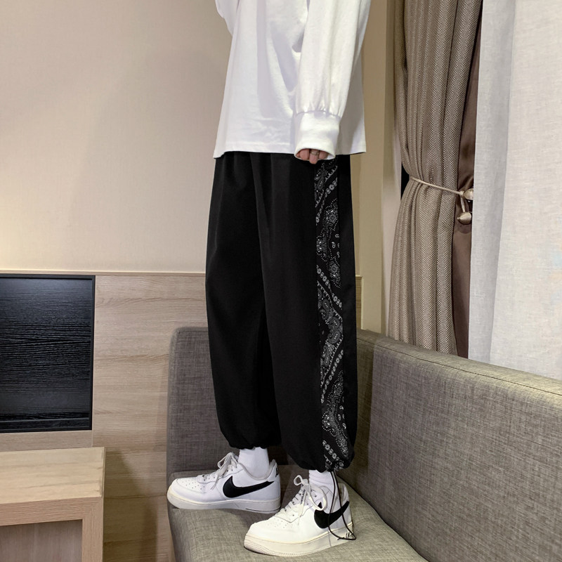 2026春夏新款腰果花拼色冰丝超薄休闲裤M-5XL-KZ1091-P35图片