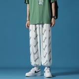 春夏新款l蓝底港风大码字母印花大码冰丝休闲裤M-5XL-KZ2102-P35，男装休闲裤，星座417-1（原电商B245）