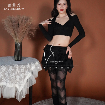 蕾莉秀新款晶晶肚皮舞蹈服黑色