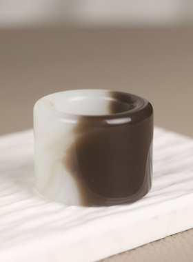 新疆和田玉且末糖白扳指天然玉石且末料糖黄圈口简约男士礼物戒指