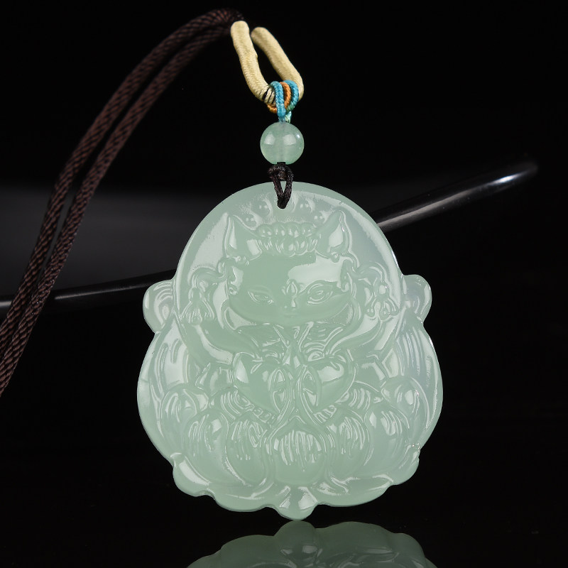 正品新疆青白玉九尾狐吊坠男女款灵狐天然玉石招桃花狐狸毛衣项链,珠宝/钻石/翡翠,颈饰,淘宝优惠券,粉丝福利购,淘宝优惠卷