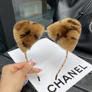 洗脸发箍真獭兔毛猫耳朵发饰网红可爱毛绒皮草头饰少女发卡头箍女