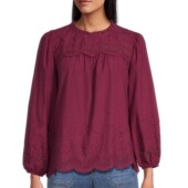 清仓美国直邮纯棉刺绣安哥拉红镂空刺绣衬衫 接受微瑕